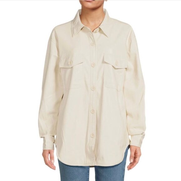 Good American | Better Than Leather Faux Leather Shacket - Picture 2 of 6